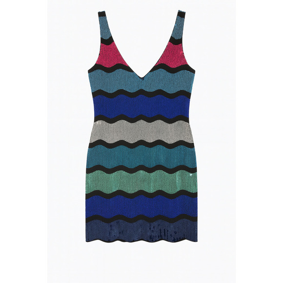 Fredericks of Hollywood Women’s Multicolor Sequin Stripe Dress Mini - Picture 1 of 4